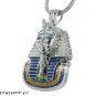 King Tut Silver Tone Hiphop White Crystals Charm Pendant 32" Franco Chain