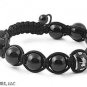 10mm Black Shiny Disco Balls Black LUCKY CHARM CLOVER Stainless Steel Bracelet