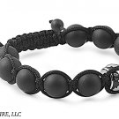 10mm Black Matte Disco Balls Black Lucky Charm Clover Stainless Steel Bracelet