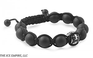 10mm Black Matte Disco Balls Black Lucky Charm Clover Stainless Steel Bracelet