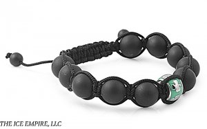 10mm Black Matte Disco Balls Green Lucky Charm Clover Stainless Steel Bracelet