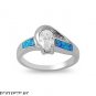 10MM Sterling Silver BLUE OPAL BIRTHSTONE W/ CLEAR OVAL CZ  Ring 6-9