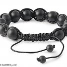 10mm Stone Bead DISCO BALL Matte Flat Black Onyx Black String Bracelet