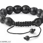10mm Stone Bead DISCO BALL Matte Flat Black Onyx Black String Bracelet