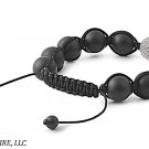 12mm Stone Bead DISCO BALL Matte Onyx White Crystal Silver Black String Bracelet