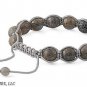 10mm Stone Bead DISCO BALL Facet Labradorite Black Crystal Gray String Bracelet