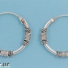 19mm Oxidized BALI Bohemian Italian Sterling Silver TWISTED Hoops 2mm X 19mm