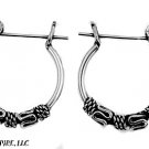 14mm Oxidized BALI .925 Italian Sterling Silver TWISTED Huggies Hoops 3mm X 14mm