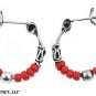 14mm Oxidized BALI Sterling Silver TWISTED RED BEADS Huggies Hoops 3mm X 14mm