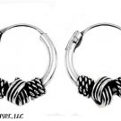 11mm Oxidized BALI .925 Italian Sterling Silver TWISTED Huggies Hoops 3mm X 11mm
