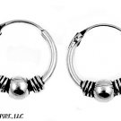 13mm Oxidized BALI .925 Italian Sterling Silver BALL Huggies Hoops 4mm X 13mm
