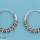 12mm Oxidized BALI .925 Italian Sterling Silver BALL Huggies Hoops 2mm X 12mm