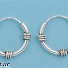 12mm Oxidized BALI .925 Italian Sterling Silver Twisted Huggies Hoops 1mm X 12mm