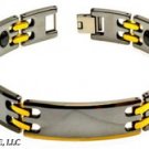 Mens 8 - 8.5" Length Designer Tungsten Carbide Bracelet W/ Gold plated Accent