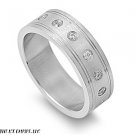 8MM HIGH Polished Wide Thick Stainless Steel Band with 360 CZ Ring Size 9-14