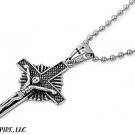 CHRISTIAN/CATHOLIC STAINLESS STEEL CRUCIFIX SILVER HOLY CROSS w/ 24in CHAIN