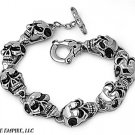 9'' LARGE SHINY POLISHED Italian .925 Sterling Silver SKULL Bead Bracelet