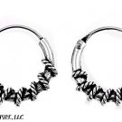 11mm Oxidized BALI .925 Italian Sterling Silver Twisted Huggies Hoops 2mm X 11mm