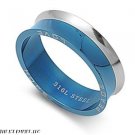 7MM Silver & Blue 2-Tone Stainless Steel "LOVE, PEACE & HOPE" Ring Size 5-13