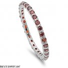 2mm Sterling Silver WHITE GOLD TONE Stackable GARNET GEM CZ Eternity Ring 4-10