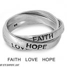 7MM 3 Row Sterling Silver FAITH LOVE HOPE Interlock Rolling Band Ring Size 5-15
