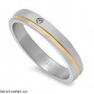 4MM (.25ctw) Silver & Gold 2-Tone Stainless Steel CZ Wedding Band Ring Size 5-12