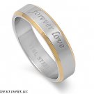 6MM Silver & Gold 2-Tone Stainless Steel "FOREVER LOVE" Wedding Band Ring 6-12