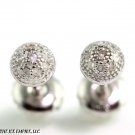 (.05CTW) 4MM GENUINE CLEAR ROUND DIAMONDS PAVE CIRCLE DOME STUD SILVER EARRINGS