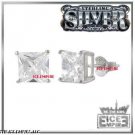 MEN / LADIES 10MM .925 Sterling Silver Clear Square Blasket CZ Stud Earring 6 CT