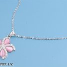 21MM STARFISH FLOWER FRESHWATER PINK PEARL CZ PENDANT 16-18" CHAIN NECKLACE