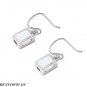 9MM RECTANGLE WHITE OPAL .925 ITALIAN STERLING SILVER DANGLE EARRINGS FASHION