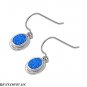 16MM OVAL BLUE OPAL .925 ITALIAN STERLING SILVER DANGLE EARRINGS FASHION