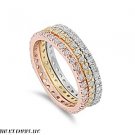 9mm 3ctw Stainless Steel THREE Stone "FOREVER" Round CZ Bridal Wedding Ring 5-10
