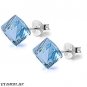4MM "SWAROVSKI CRYTAL" AQUA COLOR CUBE .925 STERLING SILVER STUD EARRINGS