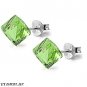 6MM "SWAROVSKI CRYTAL" PERIDOT COLOR CUBE .925 STERLING SILVER STUD EARRINGS