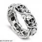 8MM Biker Gothic .925 Italian Sterling Silver SKULLS RING SIZE 7-12 Halloween