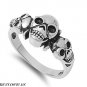 Biker Gothic .925 Italian Sterling Silver 3 SKULL RING SIZE 7-13 Halloween