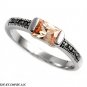 4MM .925 ITALIAN STERLING SILVER CHAMPAGNE BAGUETTE CZ MARCASITE RING SIZES 5-9