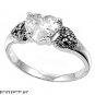 7MM .925 ITALIAN STERLING SILVER CLEAR HEART CZ MARCASITE RING SIZES 5-9