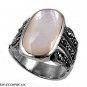 21MM .925 ITALIAN STERLING SILVER LARGE RADIANT MOTHER OF PEARL MARCASITE RING