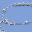 5mm Catholic Italian Sterling Silver Rosary Bead 21mm Cross 7"in Anklet Bracelet