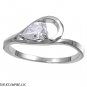 7MM .925 ITALIAN STERLING SILVER PEAR / TEAR DROP CLEAR CZ RING SIZES 4-8