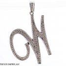 WHITE GOLD FINISH CZ INITIAL W HIP HOP PENDANT CHARM-JT_W