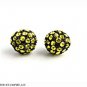 10mm YELLOW on BLACK Pave Crystal Disco Ball Stud Earrings-E134