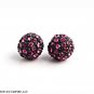 10mm PINK on BLACK Pave Crystal Disco Ball Stud Earrings-E133