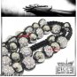 MENS BLACK & WHITE GOLD DISCO BALLS ROSARY CROSS NECKLACE CZ 28+8= 36in N006