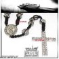 MENS BLACK & WHITE GOLD DISCO BALLS ROSARY CROSS NECKLACE CZ 28+8= 36in N006