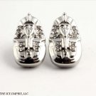 Silver / White Gold Finish Egyptian God King Tut Clear CZ Stud Earrings-E109