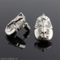 Silver / White Gold Finish Egyptian God King Tut Clear CZ Stud Earrings-E109