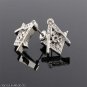 Silver / White Gold Finish Masonic Freemason Lodge Clear CZ Stud Earrings-E108